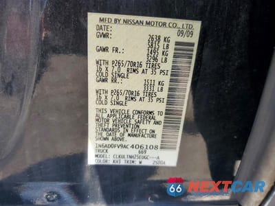 Zdjęcie 12 z 12 samochodu: 2010 NISSAN FRONTIER SE V6 VIN:1N6AD0FV9AC406108 - miniatura