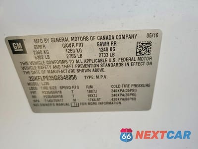 Zdjęcie 12 z 12 samochodu: 2016 GMC TERRAIN SLT VIN:2GKFLPE35G6349058 - miniatura