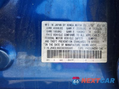Zdjęcie 12 z 12 samochodu: 2008 ACURA TSX VIN:JH4CL96838C005885 - miniatura