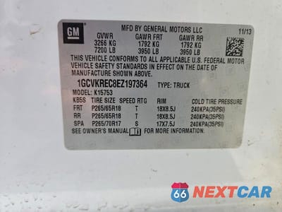 Zdjęcie 12 z 12 samochodu: 2014 CHEVROLET SILVERADO K1500 LT VIN:1GCVKREC8EZ197364 - miniatura