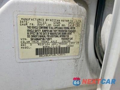 Zdjęcie 12 z 12 samochodu: 2011 NISSAN SENTRA 2.0 VIN:3N1AB6AP1BL712071 - miniatura