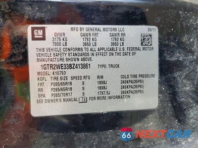Zdjęcie 12 z 12 samochodu: 2011 GMC SIERRA K1500 SLT VIN:1GTR2WE33BZ413861 - miniatura