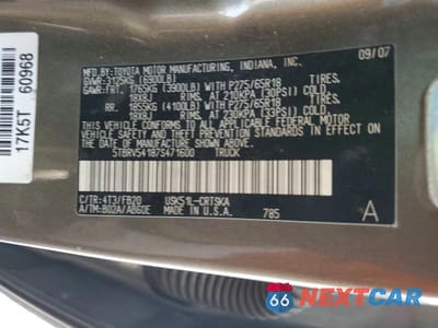 Zdjęcie 12 z 12 samochodu: 2007 TOYOTA TUNDRA DOUBLE CAB SR5 VIN:5TBRV54187S471600 - miniatura