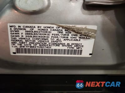 Zdjęcie 13 z 13 samochodu: 2007 HONDA PILOT EXL VIN:2HKYF18627H507401 - miniatura
