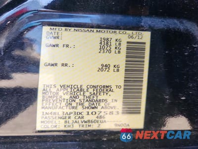 Zdjęcie 12 z 12 samochodu: 2013 NISSAN ALTIMA 3.5 S VIN:1N4BL3AP3DC107583 - miniatura