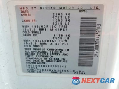 Zdjęcie 13 z 13 samochodu: 2019 NISSAN NV200 SV VIN:3N6CM0KN0KK692943 - miniatura