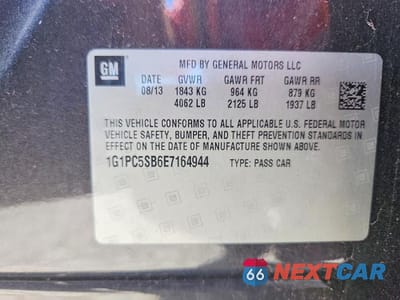 Zdjęcie 12 z 12 samochodu: 2014 CHEVROLET CRUZE LT VIN:1G1PC5SB6E7164944 - miniatura
