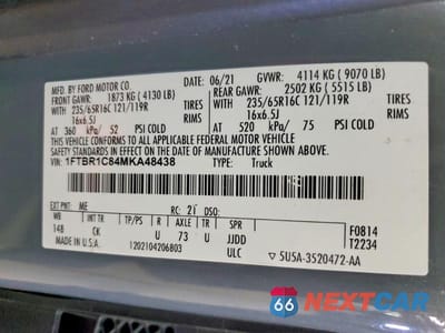 Zdjęcie 13 z 13 samochodu: 2021 FORD TRANSIT 250 DELIVERY VAN VIN:1FTBR1C84MKA48438 - miniatura