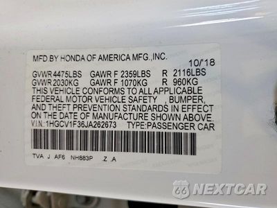 Zdjęcie 13 z 13 samochodu: 2018 HONDA ACCORD SPORT VIN:1HGCV1F36JA262673 - miniatura