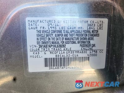 Zdjęcie 12 z 12 samochodu: 2017 NISSAN SENTRA SV VIN:3N1AB7AP1HL639282 - miniatura