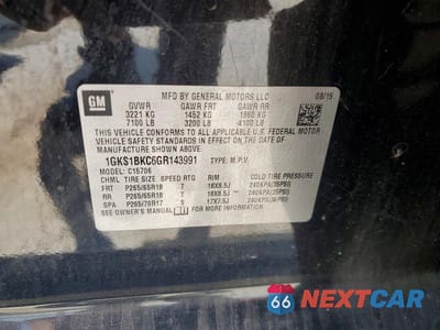 Zdjęcie 13 z 13 samochodu: 2016 GMC YUKON SLT VIN:1GKS1BKC6GR143991 - miniatura