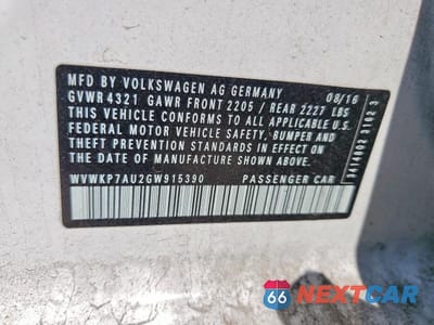 Zdjęcie 14 z 14 samochodu: 2016 VOLKSWAGEN E-GOLF SE VIN:WVWKP7AU2GW915390 - miniatura