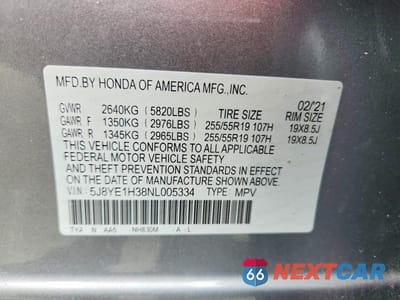Zdjęcie 13 z 13 samochodu: 2022 ACURA MDX VIN:5J8YE1H38NL005334 - miniatura