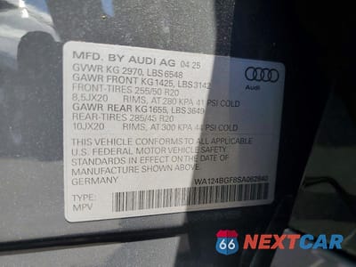 Zdjęcie 13 z 13 samochodu: 2025 AUDI Q6 E-TRON PREMIUM PLUS VIN:WA124BGF8SA062840 - miniatura