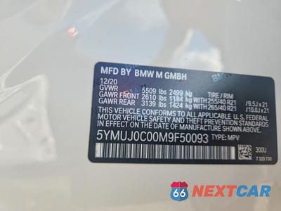 Zdjęcie 13 z 13 samochodu: 2021 BMW X4 M COMPETITION VIN:5YMUJ0C00M9F50093 - miniatura