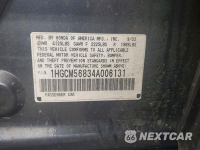 Zdjęcie 12 z 12 samochodu: 2004 HONDA ACCORD EX VIN:1HGCM56834A006131 - miniatura
