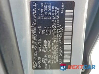 Zdjęcie 13 z 13 samochodu: 2007 HYUNDAI SANTA FE SE VIN:5NMSH13E27H045207 - miniatura