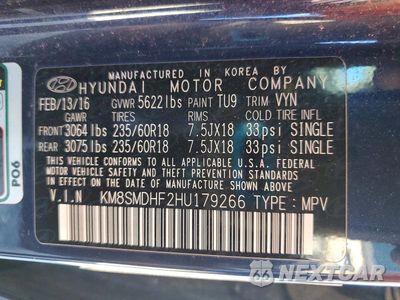Zdjęcie 13 z 13 samochodu: 2017 HYUNDAI SANTA FE SE VIN:KM8SMDHF2HU179266 - miniatura