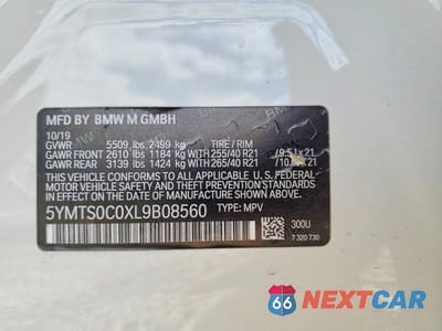 Zdjęcie 13 z 13 samochodu: 2020 BMW X3 M COMPETITION VIN:5YMTS0C0XL9B08560 - miniatura