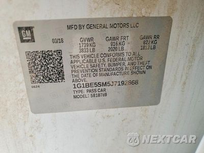 Zdjęcie 12 z 12 samochodu: 2018 CHEVROLET CRUZE LT VIN:1G1BE5SM5J7192668 - miniatura