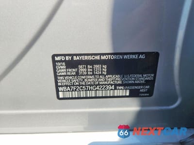 Zdjęcie 12 z 12 samochodu: 2017 BMW 750 XI VIN:WBA7F2C57HG422394 - miniatura