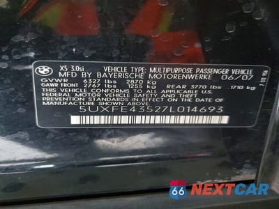 Zdjęcie 12 z 12 samochodu: 2007 BMW X5 3.0I VIN:5UXFE43527L014693 - miniatura