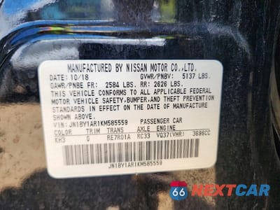 Zdjęcie 12 z 12 samochodu: 2019 INFINITI Q70 3.7 LUXE VIN:JN1BY1AR1KM585559 - miniatura