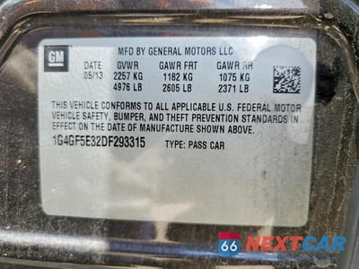 Zdjęcie 13 z 13 samochodu: 2013 BUICK LACROSSE PREMIUM VIN:1G4GF5E32DF293315 - miniatura