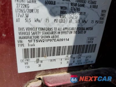 Zdjęcie 12 z 12 samochodu: 2007 FORD F250 SUPER DUTY VIN:1FTSW21P97EA09114 - miniatura