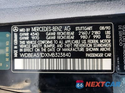 Zdjęcie 12 z 12 samochodu: 1991 MERCEDES-BENZ 300 CE VIN:WDBEA51DXMB323840 - miniatura