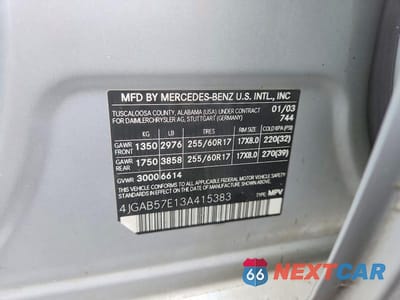 Zdjęcie 13 z 13 samochodu: 2003 MERCEDES-BENZ ML 350 VIN:4JGAB57E13A415383 - miniatura