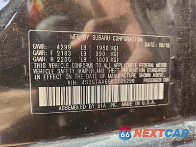 Zdjęcie 12 z 12 samochodu: 2019 SUBARU IMPREZA VIN:4S3GTAA68K3705290 - miniatura