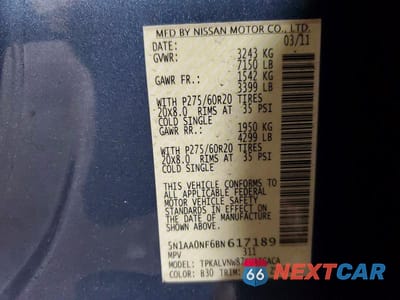 Zdjęcie 14 z 14 samochodu: 2011 NISSAN ARMADA PLATINUM VIN:5N1AA0NF6BN617189 - miniatura