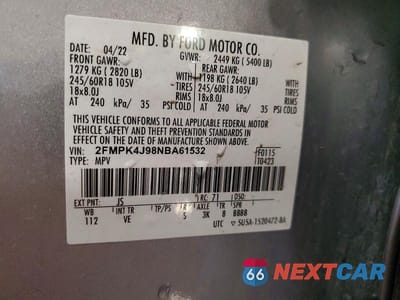 Zdjęcie 13 z 13 samochodu: 2022 FORD EDGE SEL VIN:2FMPK4J98NBA61532 - miniatura