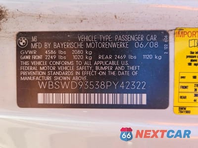 Zdjęcie 12 z 12 samochodu: 2008 BMW M3 VIN:WBSWD93538PY42322 - miniatura
