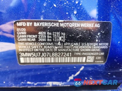 Zdjęcie 12 z 12 samochodu: 2020 BMW 3 SERIES VIN:3MW5U7J07L8B27241 - miniatura
