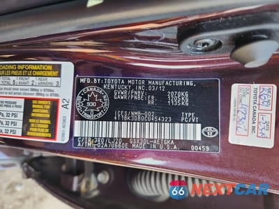 Zdjęcie 12 z 12 samochodu: 2012 TOYOTA AVALON BASE VIN:4T1BK3DB0CU454323 - miniatura