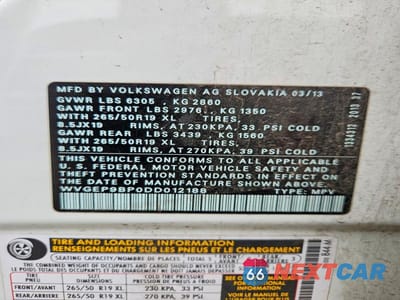 Zdjęcie 13 z 13 samochodu: 2013 VOLKSWAGEN TOUAREG V6 TDI VIN:WVGEP9BP0DD012188 - miniatura