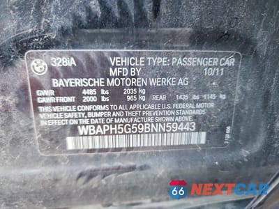 Zdjęcie 12 z 12 samochodu: 2011 BMW 328 VIN:WBAPH5G59BNN59443 - miniatura