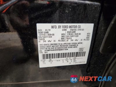 Zdjęcie 13 z 13 samochodu: 2019 FORD EDGE TITANIUM VIN:2FMPK4K95KBB57354 - miniatura