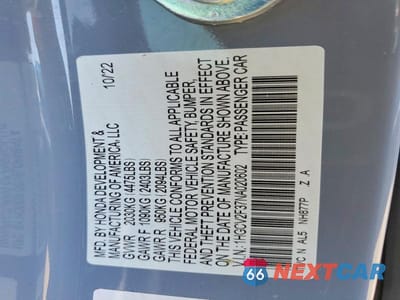 Zdjęcie 13 z 13 samochodu: 2022 HONDA ACCORD SPORT VIN:1HGCV2F37NA020602 - miniatura