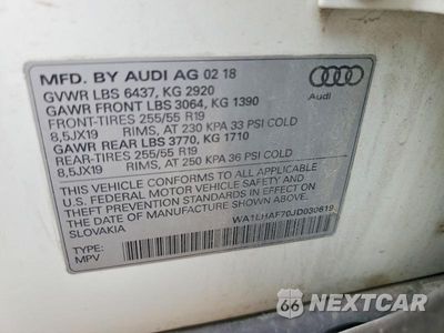 Zdjęcie 13 z 13 samochodu: 2018 AUDI SQ7 PREMIUM PLUS VIN:WA1LHAF70JD030619 - miniatura