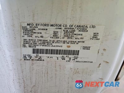 Zdjęcie 12 z 12 samochodu: 2003 FORD F150 VIN:2FTRX17W83CA62942 - miniatura