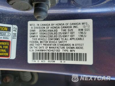 Zdjęcie 13 z 13 samochodu: 2013 HONDA CR-V EXL VIN:2HKRM4H7XDH621002 - miniatura
