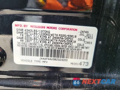 Zdjęcie 13 z 13 samochodu: 2011 MITSUBISHI OUTLANDER SPORT SE VIN:JA4AP4AU9BZ023200 - miniatura
