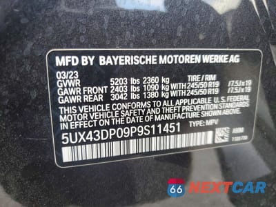 Zdjęcie 14 z 14 samochodu: 2023 BMW X3 SDRIVE30I VIN:5UX43DP09P9S11451 - miniatura