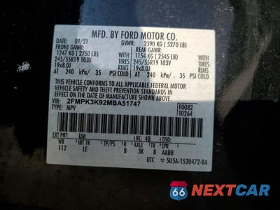 Zdjęcie 13 z 13 samochodu: 2021 FORD EDGE TITANIUM VIN:2FMPK3K92MBA51747 - miniatura