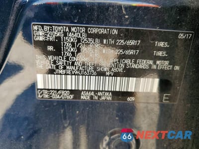 Zdjęcie 12 z 12 samochodu: 2017 TOYOTA RAV4 LE VIN:JTMBFREV9HJ163736 - miniatura