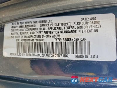 Zdjęcie 13 z 13 samochodu: 2002 SUBARU LEGACY OUTBACK VIN:4S3BH665427663203 - miniatura
