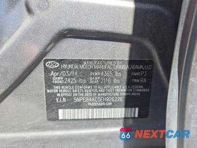 Zdjęcie 12 z 12 samochodu: 2014 HYUNDAI SONATA GLS VIN:5NPEB4AC5EH926226 - miniatura